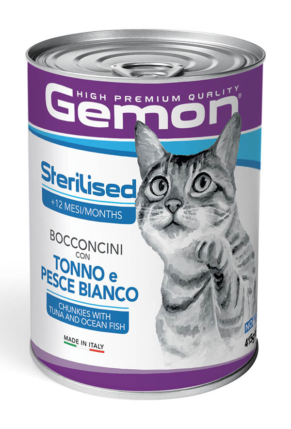 Gemon Sterilised Bocconcini Tonno e Pesce Bianco 415g Gemon Sterilised Bocconcini Tonno e Pesce Bianco 415g
